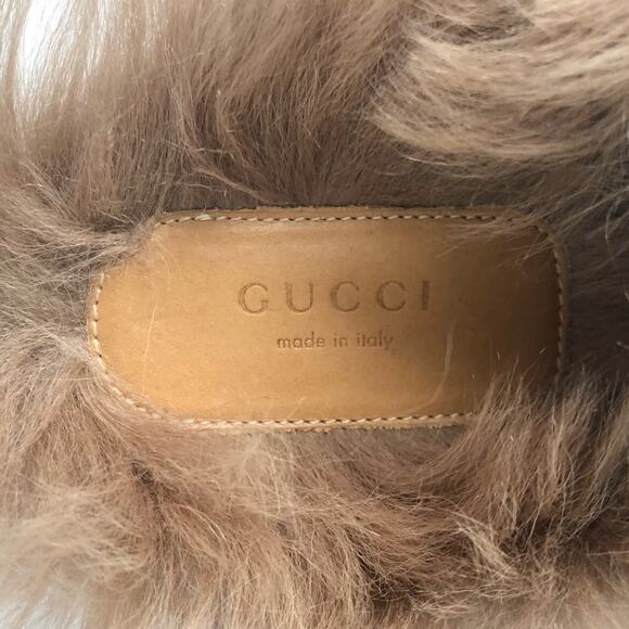 Gucci Princetown Horsebit Monogram Fur Avio Dusty Pink Velvet Slip On Mules 38.5 - Picture 10 of 10